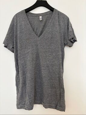 American Apparel Gray V-Neck Short Sleeve Tee